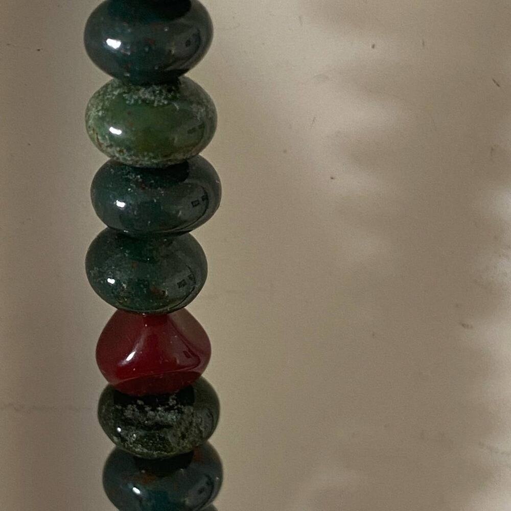 Vintage bloodstone sterling silver beaded pendant necklace - Picture 7 of 10